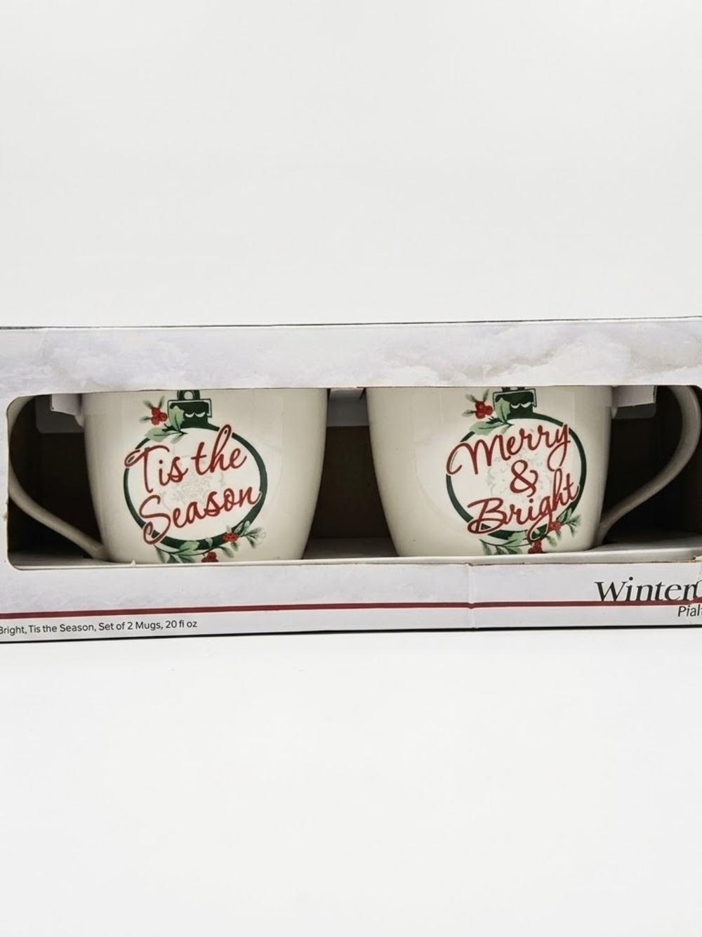 Pfaltzgraff Winterberry Christmas Mugs Set of 2 Tis The Season Merry Bright NIB
